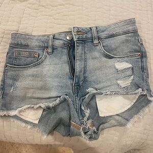 H&M Light Blue Distressed Jean Shorts